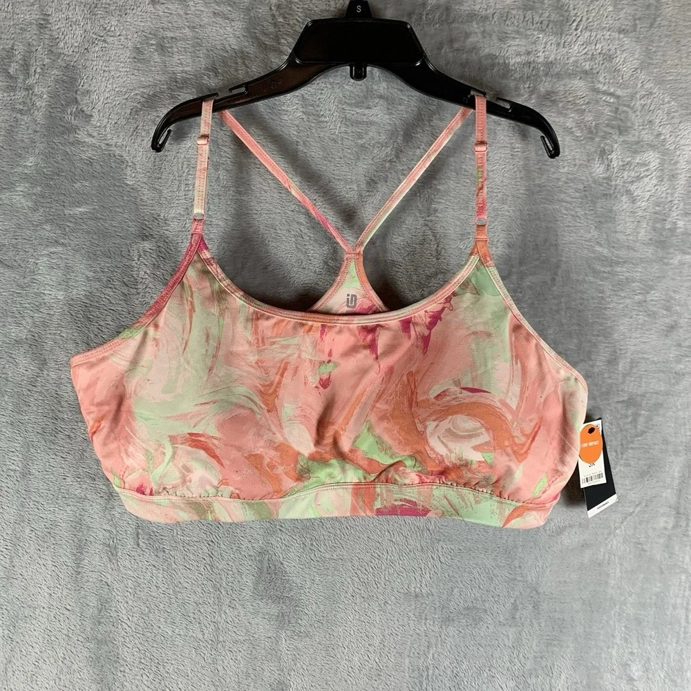 Ideology Women's Sports Bra 3X Low Impact Pink‎ Shock Abstract
